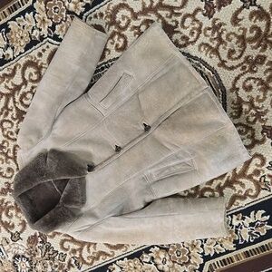 70s Suede Jacket Leather Coat Mouton Shearling Lining 1970 Retro Boho Hippie